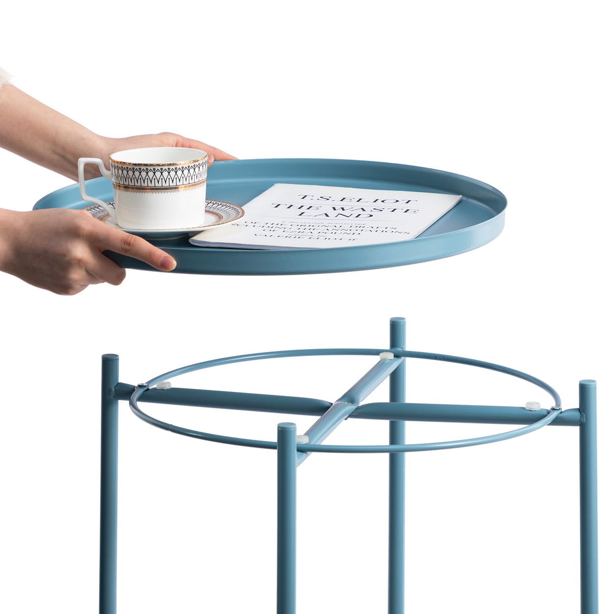 Tray Metal End Table, Sofa Table Small Round Side Tables