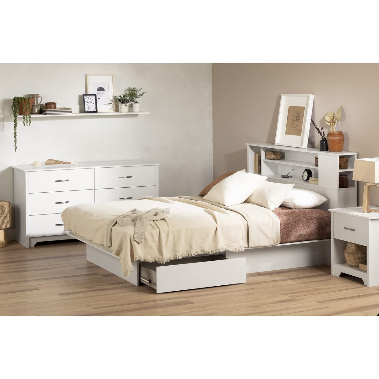 Fusion 6-Drawer Double Dresser Pure White, Contemporary