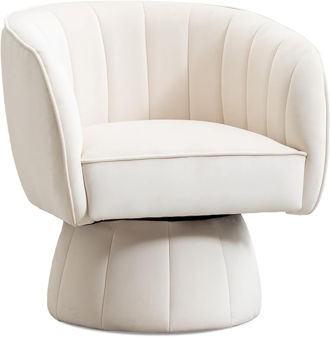 Swivel Accent Chair, Upholstered Fabric Barrel Chair Boucle Round Boucle Armchair