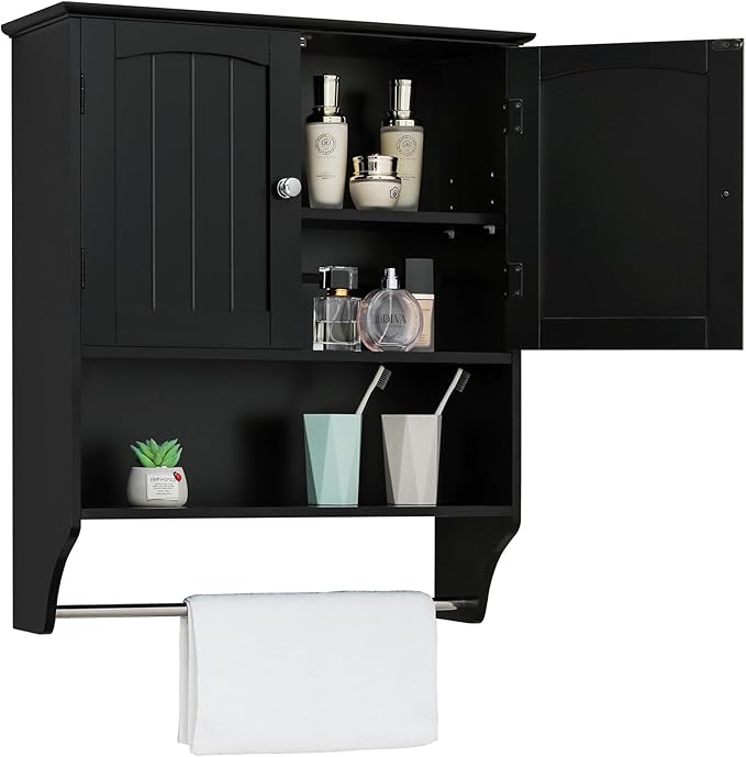 Cabinet with Adjustable Shelf & Doors, White Medicine Cabinet