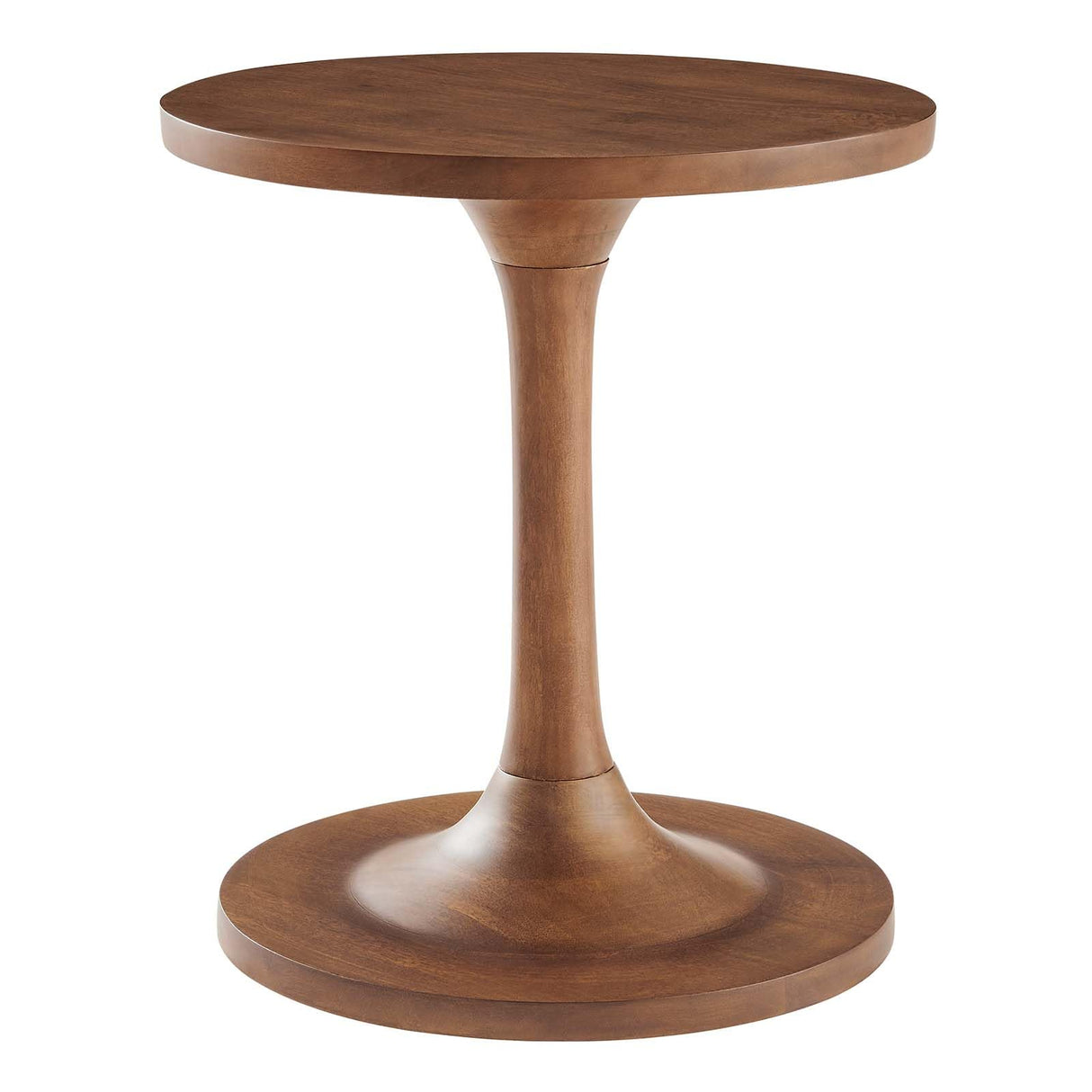 Lina Round Mango Wood Side Sofa End Table for Living Room in Walnut