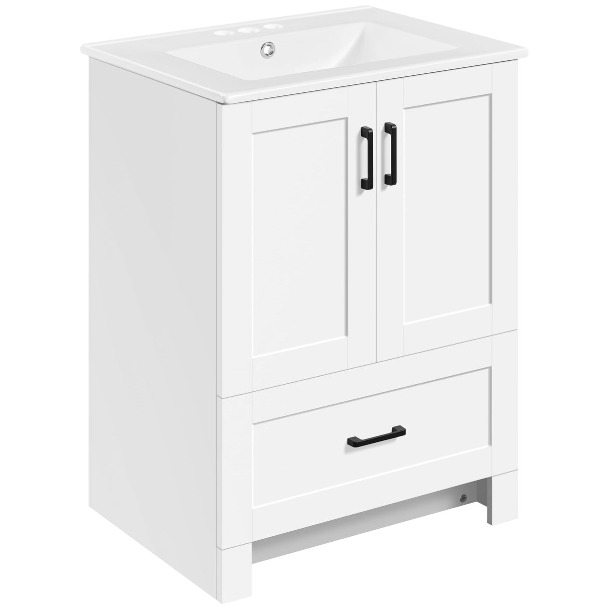 24.5" Modern Bathroom Vanity with Ceramic Basin, Undermount Bathroom Vanity Sink Cabinet