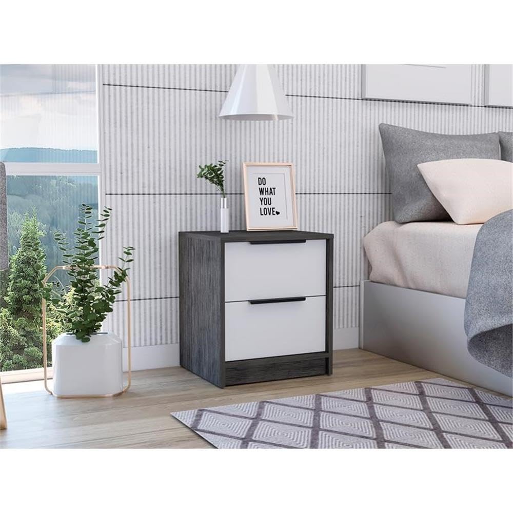 2-Piece Set with Nightstand in Gray and Night Stand