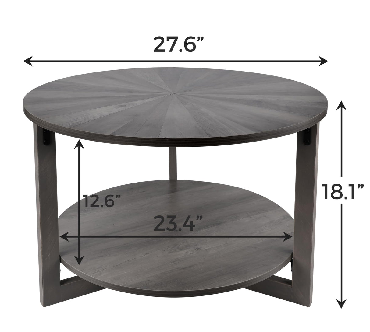 Round Coffee Table with Storage, Mid Century Modern Engineered Wood Coffee Table
