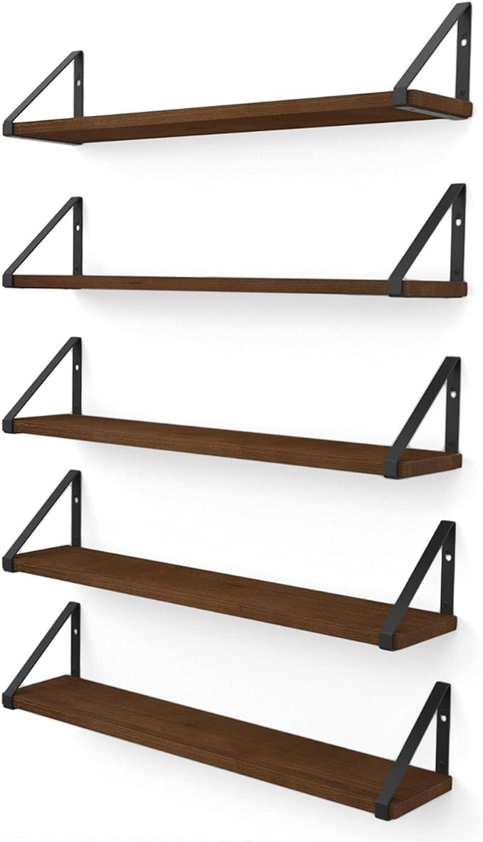 Ponza Floating Shelves for Wall, 24" Floating Bookshelf, Wood Wall Shelves for Bedroom