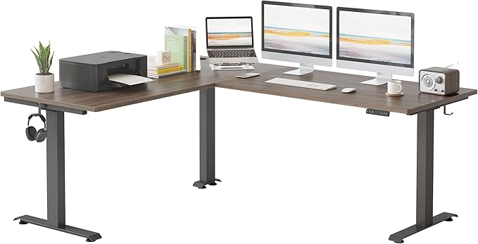75 Inches, Supports Over 300lbs, Large L Shaped Standing Desk, Electric Height Adjustable L Shaped Desk