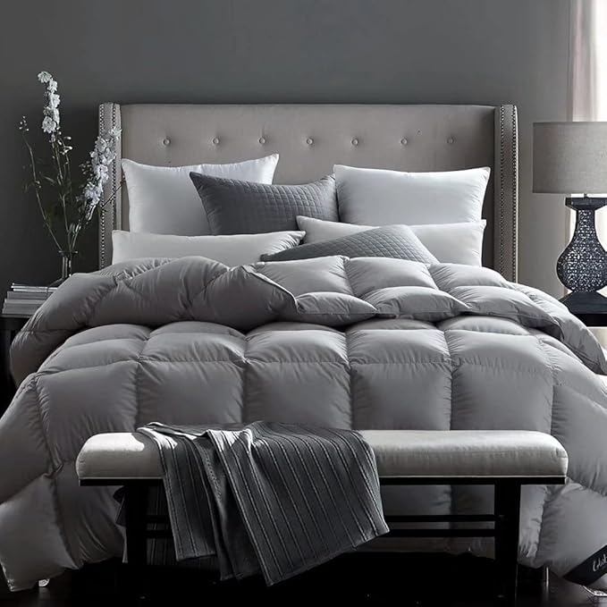 Fusion White Goose Down Comforter Cal King Size,Heavy Weight for Winter
