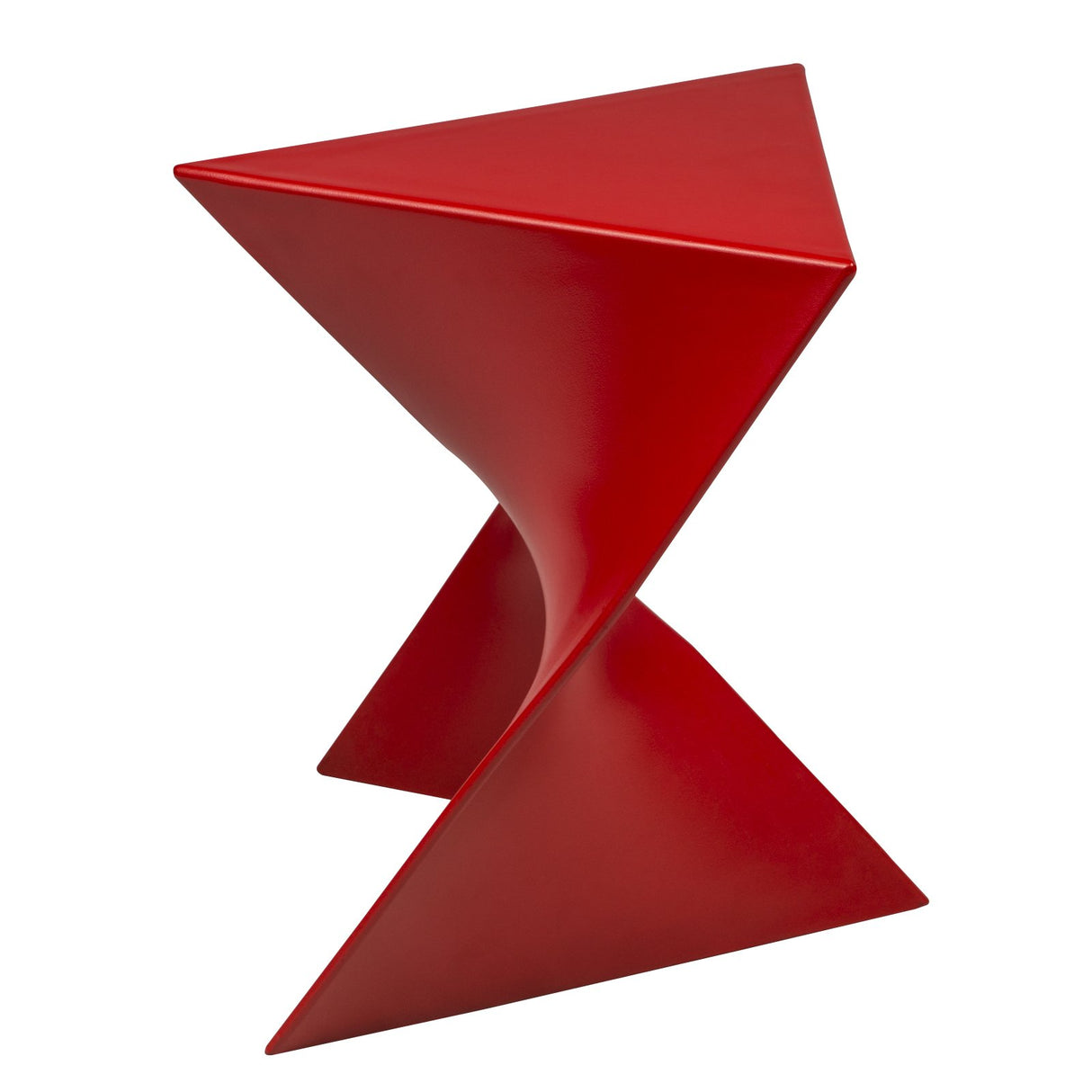 15.75" Red Stackable Side Table - Weather-Resistant Triangular Plastic Accent End Table