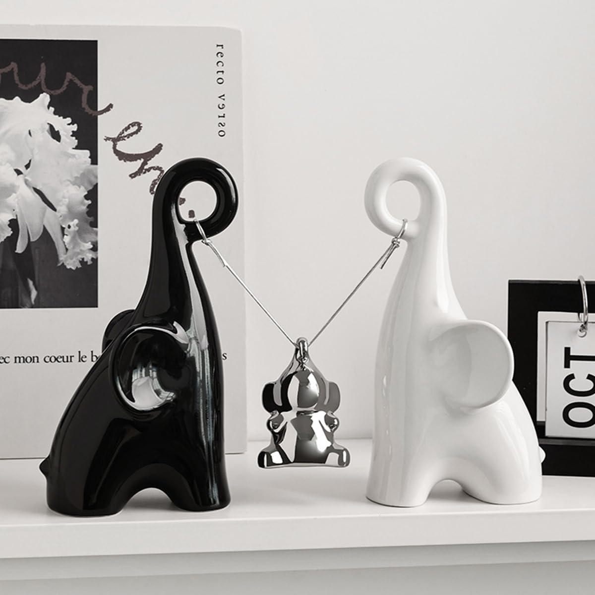 Elephant Statue,Cute Ceramics Elephant Figurine Gifts for Women