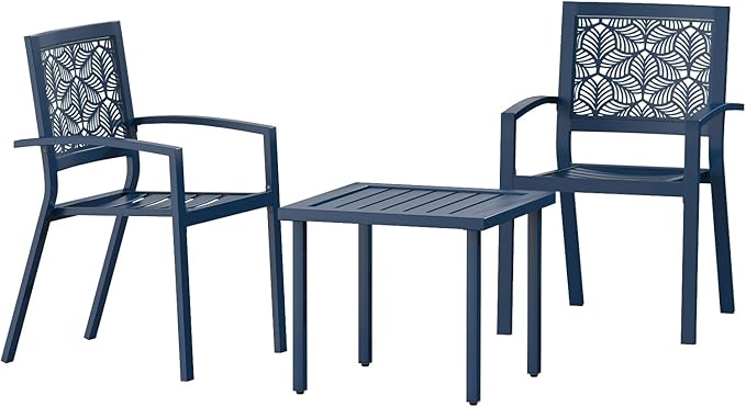 3 Pieces Outdoor Bistro Set for Patio, Balcony, Porch, Poolside, Backyard