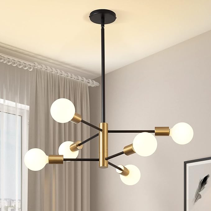 Modern Chandelier 12-Light Sputnik Chandeliers Black and Gold Chandelier Light Fixtures