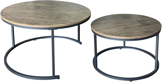 Coffee Table Set of 2 Nesting Tables,Round Sofa Table for Living Room
