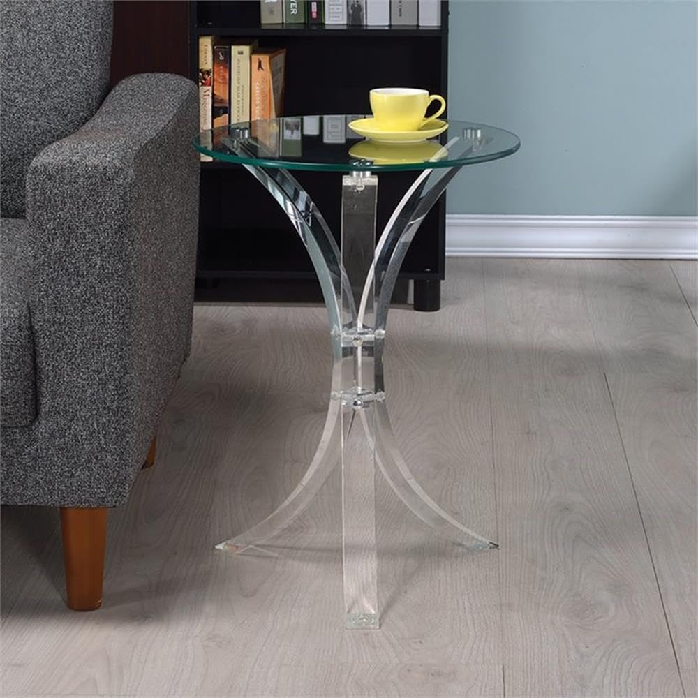 Round Contemporary Glass Accent End Table in Clear