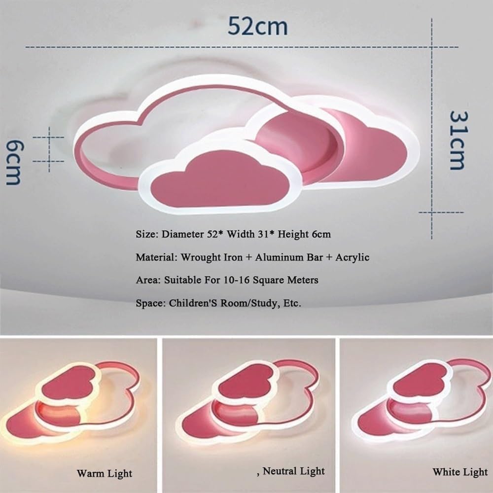 Cloud Ceiling Light with Remote Control - Dimmable LED Fixture for Kids Room