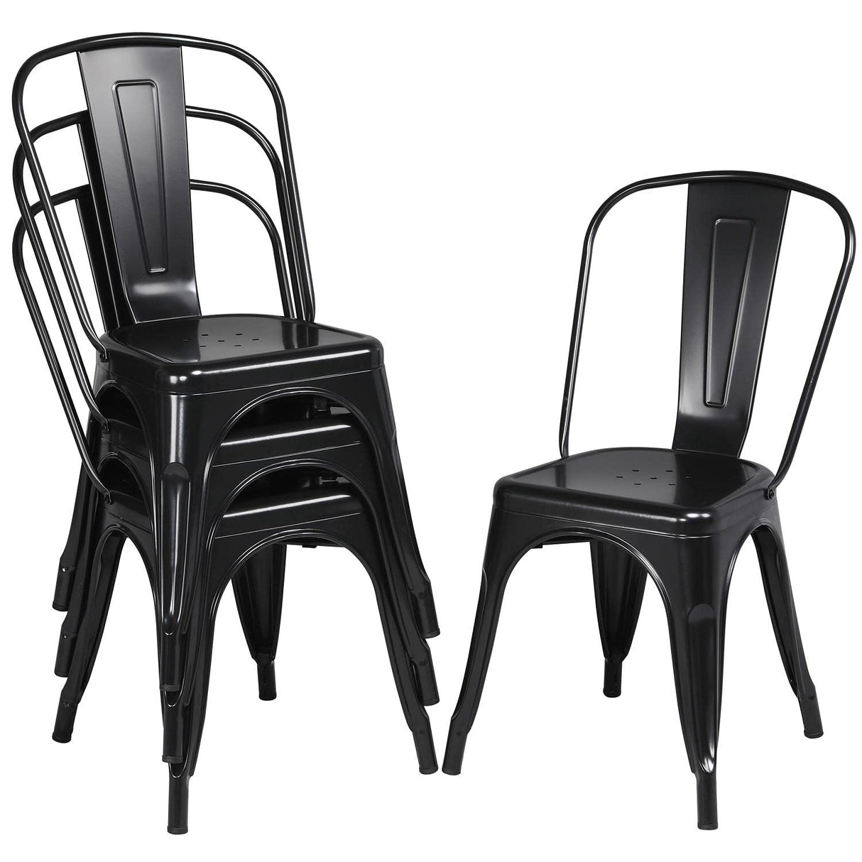 Metal Dining Chairs Set of 4, Indoor/Outdoor Patio Chairs