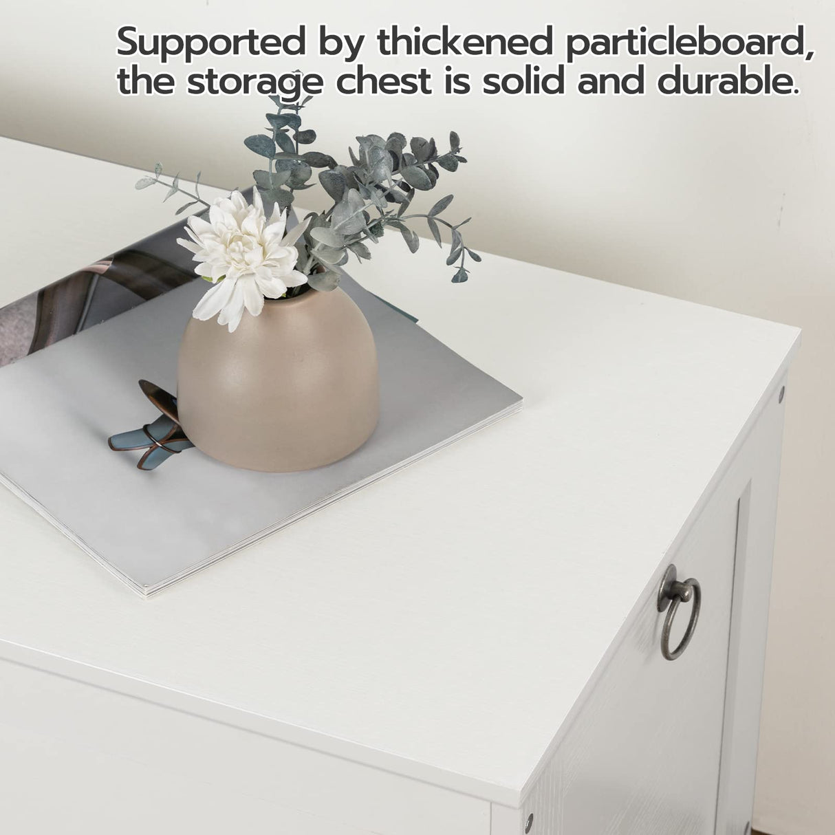 Storage Chest, Retro Toy Storage Organizer with Safety Hinge, Sturdy Entryway Storage