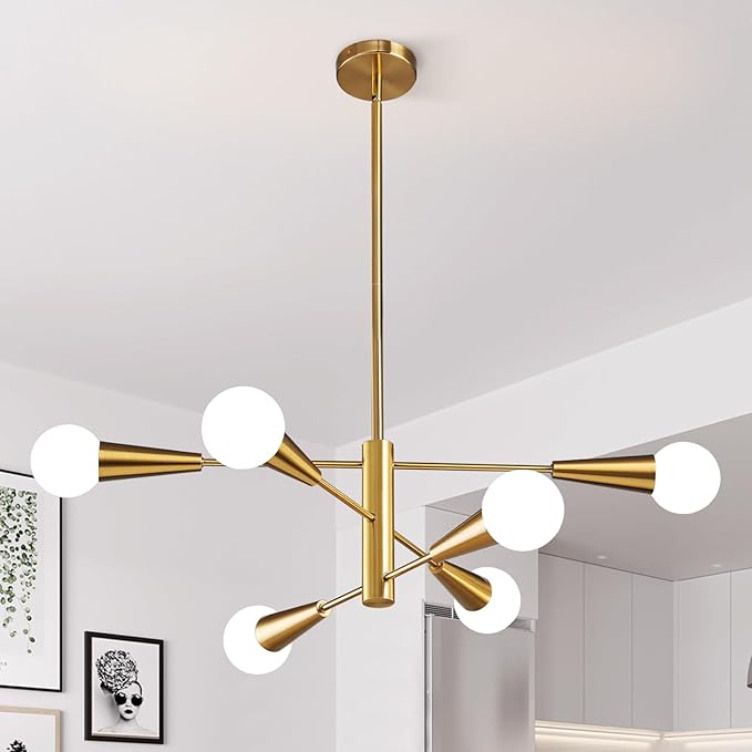 Modern Chandelier 12-Light Sputnik Chandeliers Black and Gold Chandelier Light Fixtures