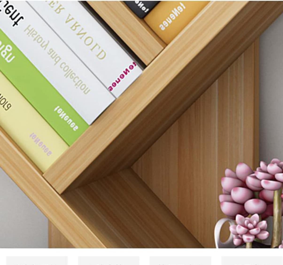 DOITOOL Wooden Bookshelf 3 Bookshelf Small Storage Bookcase Bookcases Desktop Wooden Rack Layers Tabletop Estanteria Fashion Tree Tabletop Bookshelf