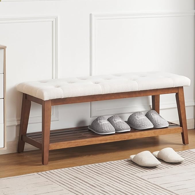 Upholstered Bench for Bedroom End of Bed,42.5-inch Entryway Bench