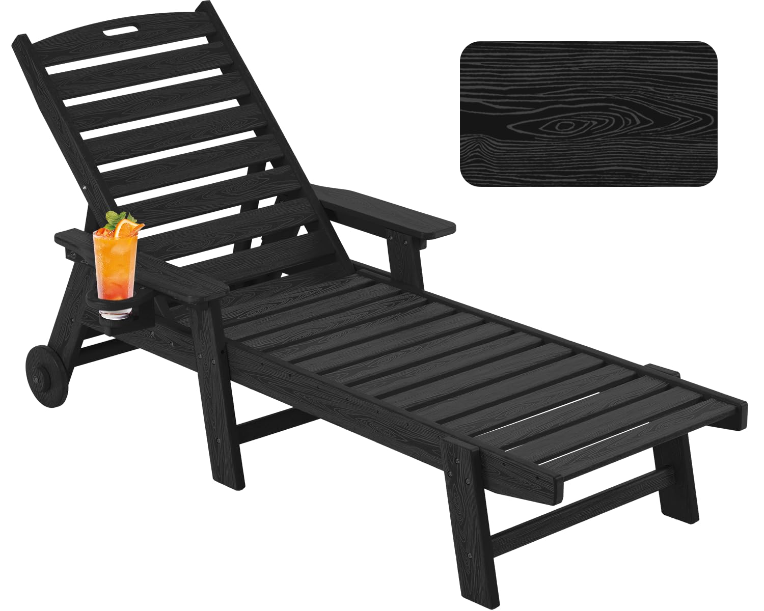 Chaise Lounge Chair Outdoor with Wheels, Oversize Patio Lounge Chair