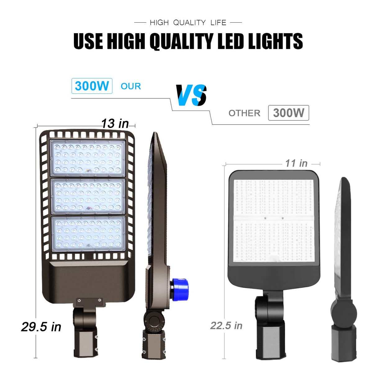 300W LED Parking Lot Light Slip Fitter Mount Dusk to Dawn Outdoor Lighting Exterior