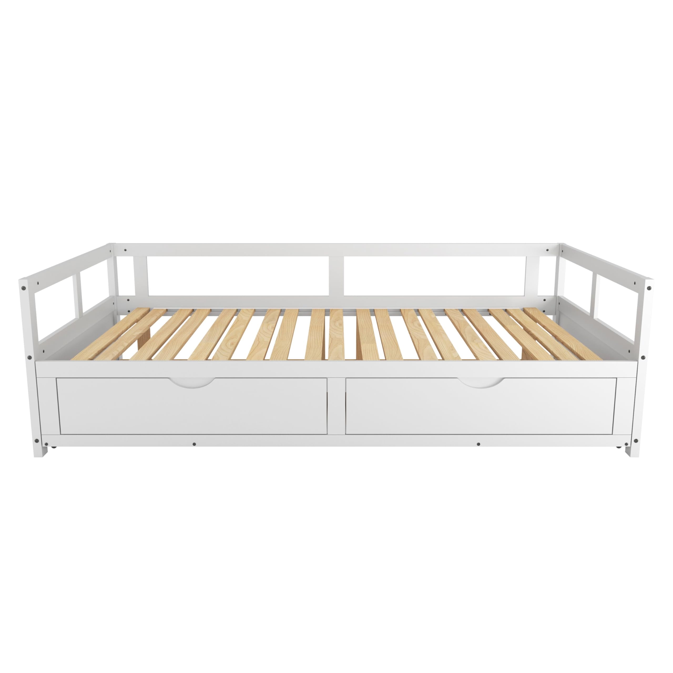 Overstock Wooden Daybed with Trundle Bed and Two Storage Drawers,Extendable