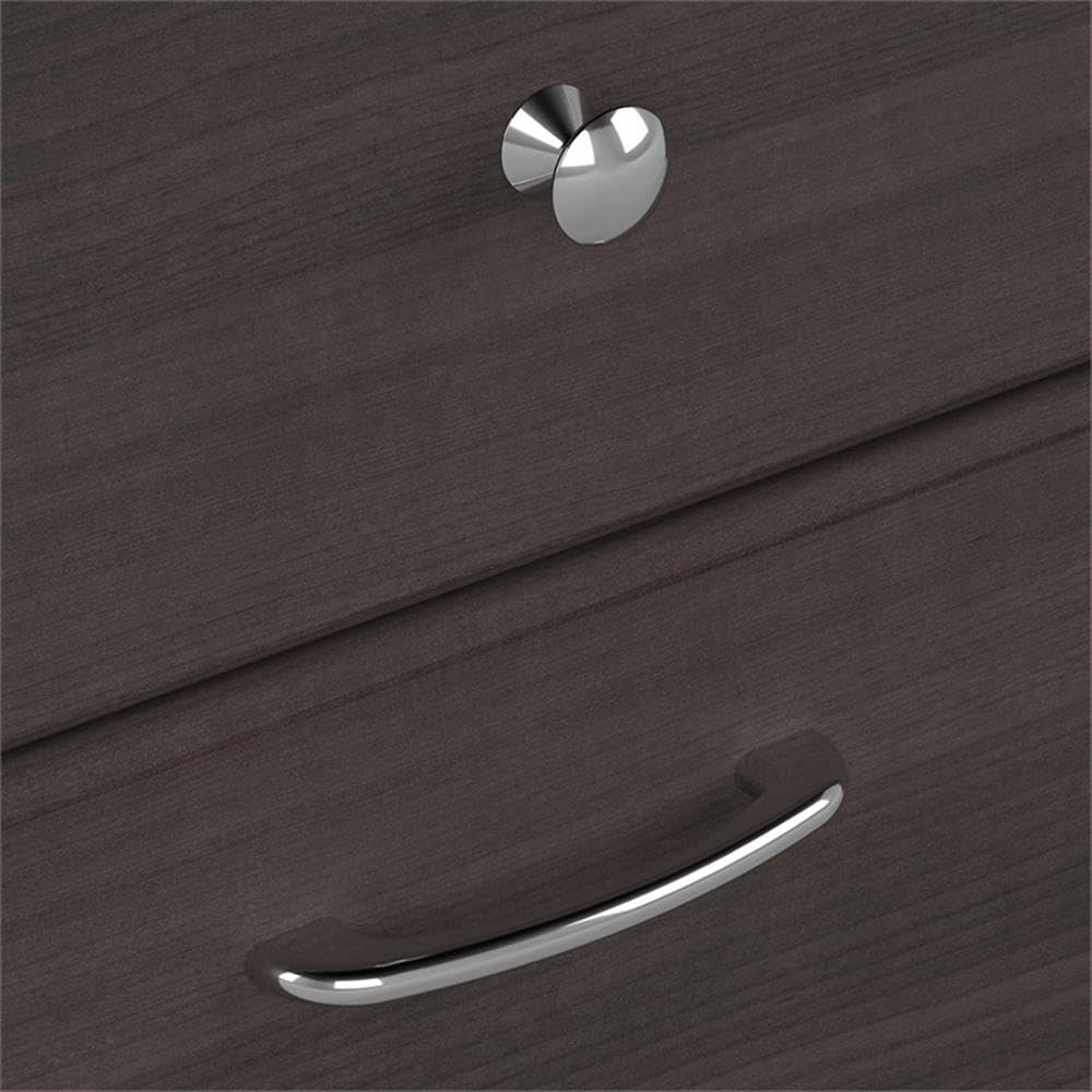 Bush Furniture Cabot 60W 3 Position Sit to Stand L Shaped Desk with Hutch in Heather Gray