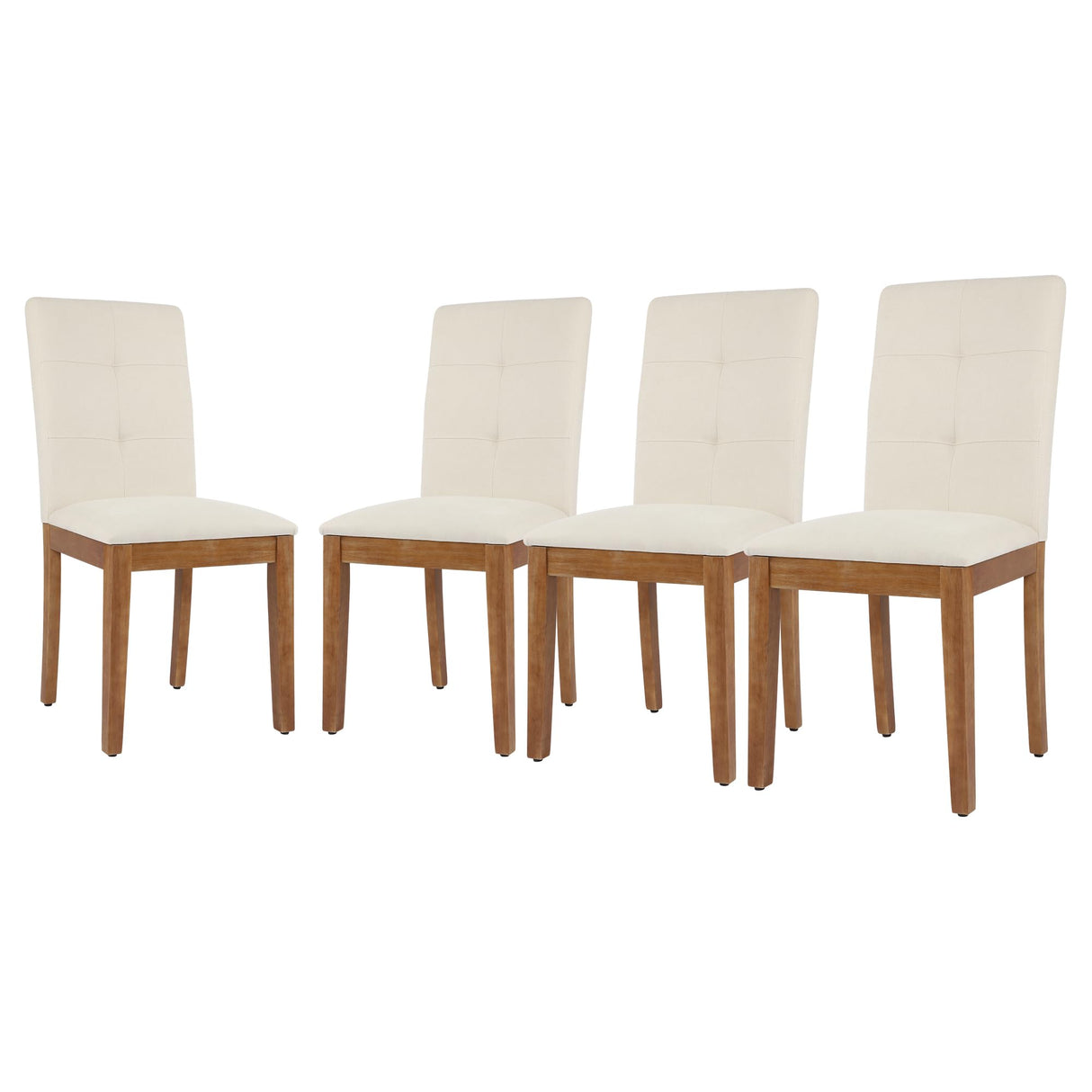 Modern Upholstered Dining Chairs Set of 4 - Fabric Kitchen Chairs with Wood Legs