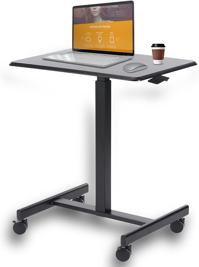 Mobile Laptop Standing Desk- Overbed Table, Adjustable Height Desk Stand Up Desk