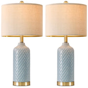 24.25" Table Lamps Set of 2 Modern Ceramic Blue Lamps for Living Room Farmhouse Beds