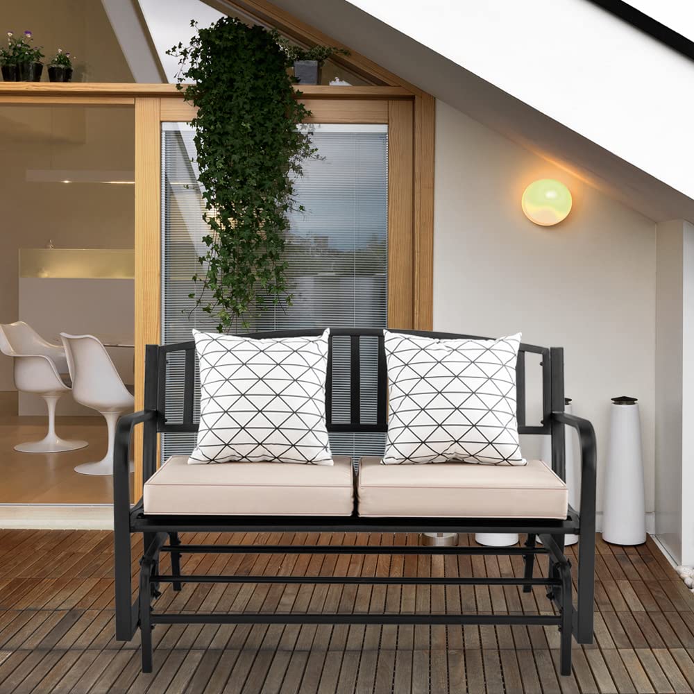 50 inch Outdoor Glider Bench Metal Outdoor Bench Porch Glider Rocking Bench