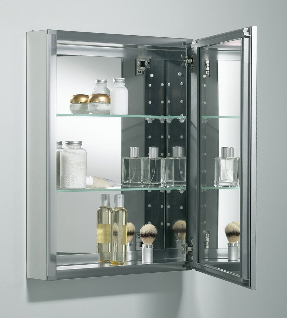 Aluminum Medicine Cabinet with Decorative Silver Framed Mirror Door, Adjustable Shelves