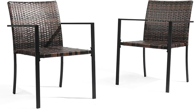 Stackable Wicker Chairs Outdoor Dining Chairs Set of 4