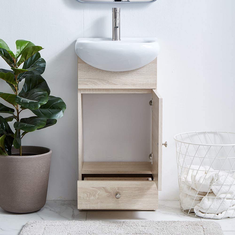 18 Inch Bathroom Vanity with Sink, Small Bathroom Vanity Cabinet Combo