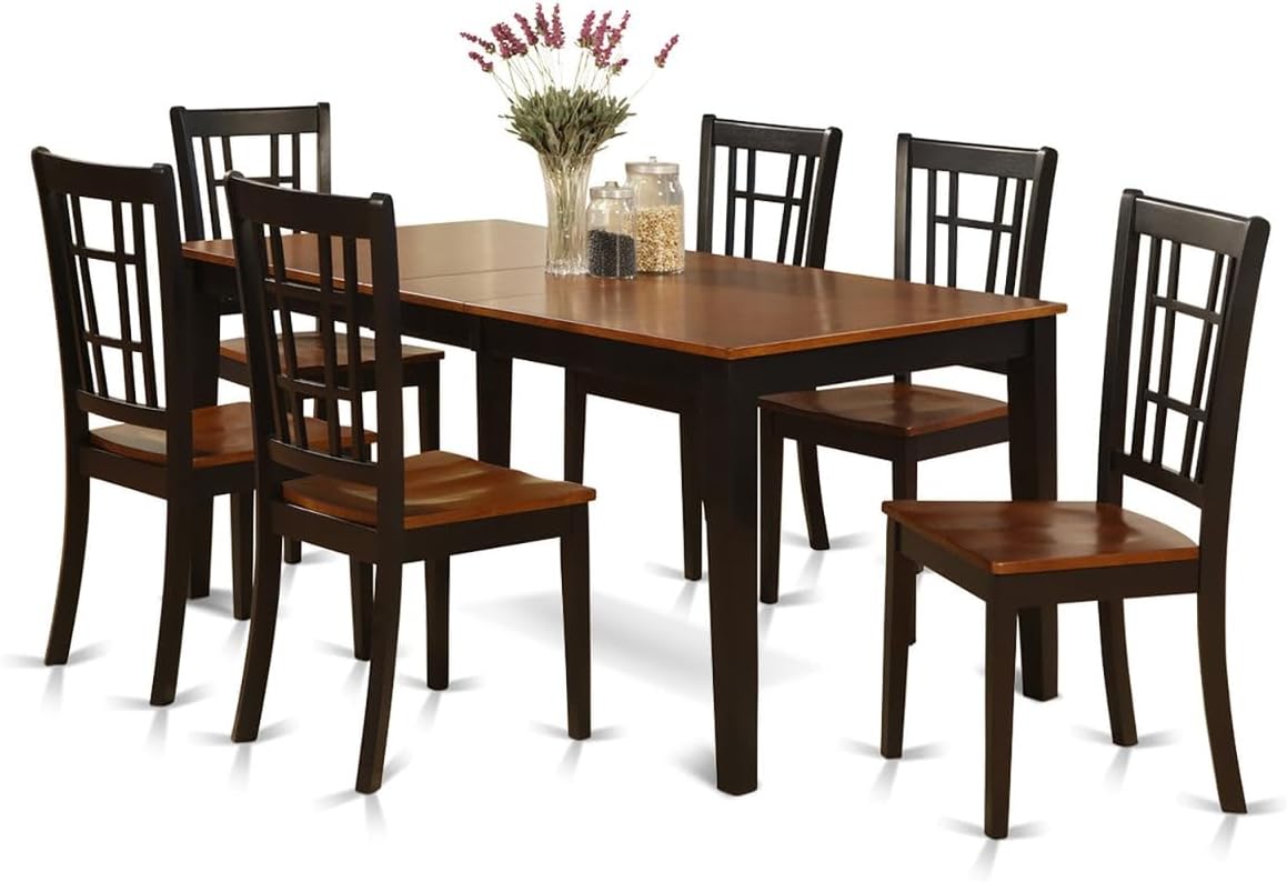 NICO7-BLK-W 7 Piece Kitchen Table Set Consist of a Rectangle Dining Table