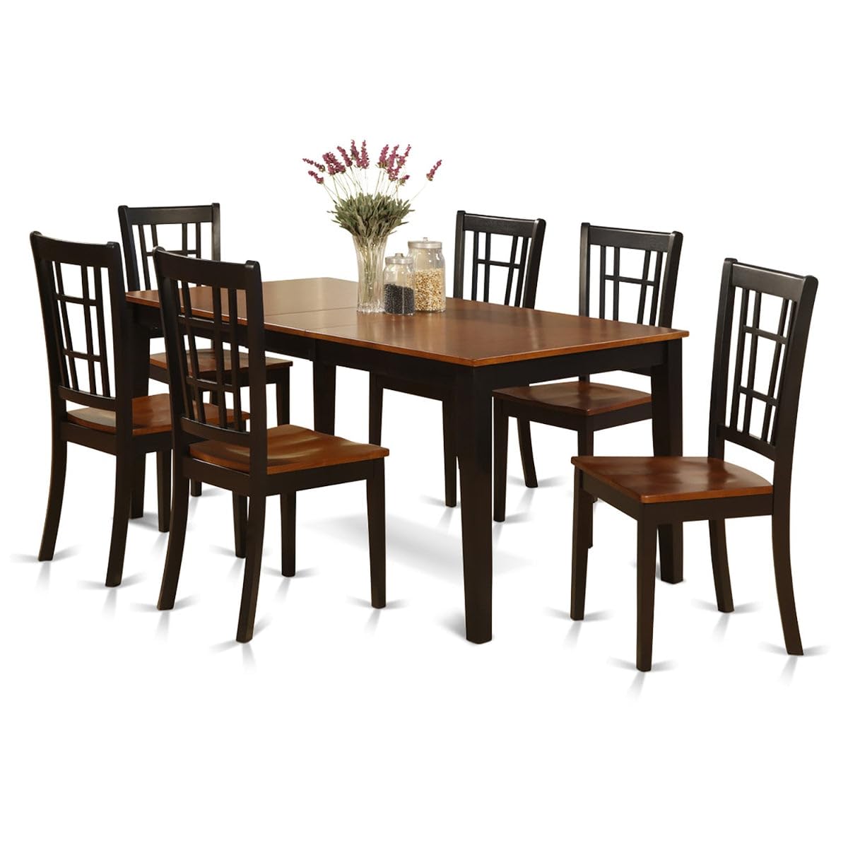 NICO7-BLK-W 7 Piece Kitchen Table Set Consist of a Rectangle Dining Table