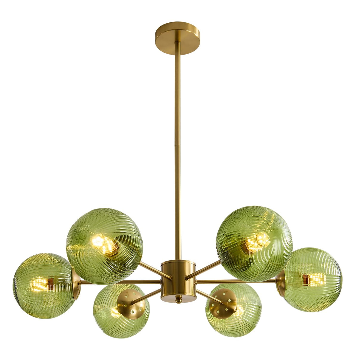 Glass Ball Pendant Light Mid Century Modern Gold 6-Lights Globe Sputnik Chandelier