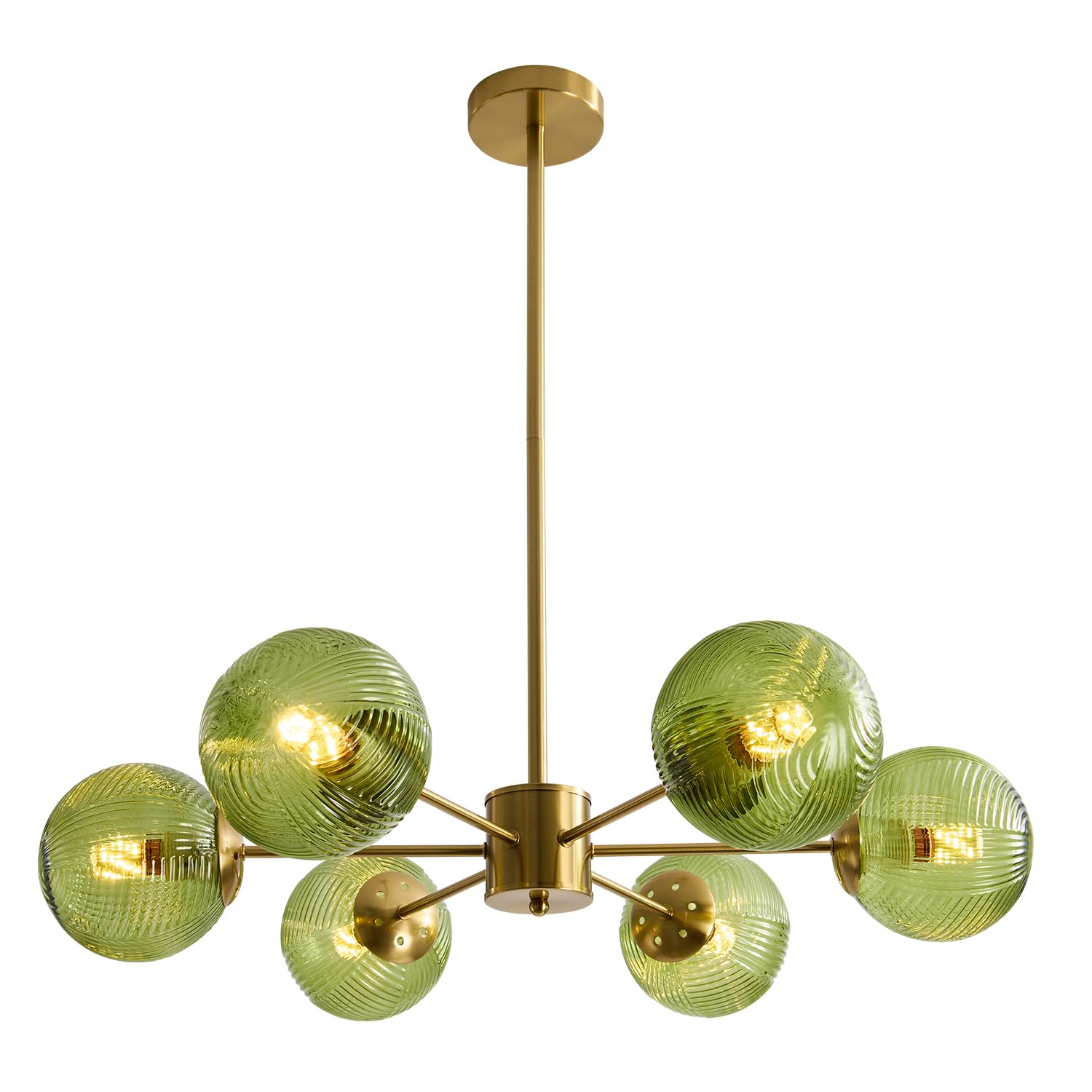 Glass Ball Pendant Light Mid Century Modern Gold 6-Lights Globe Sputnik Chandelier