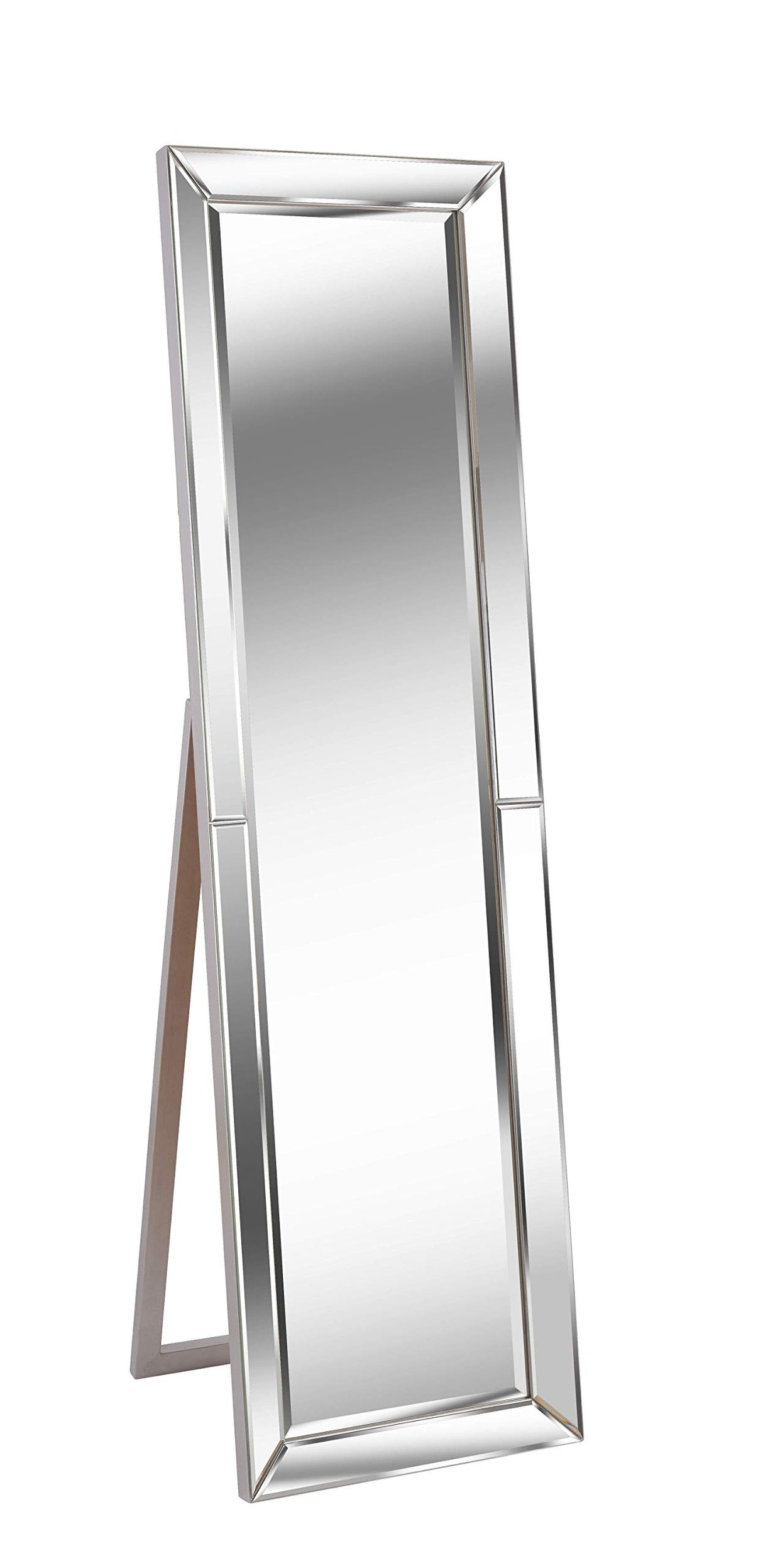Kenroy Home Modern Stand Mirror with Beveled Mirror Frame ,64 Inch Height, 18 Inch Width, 1 Inch Ext. with Silver