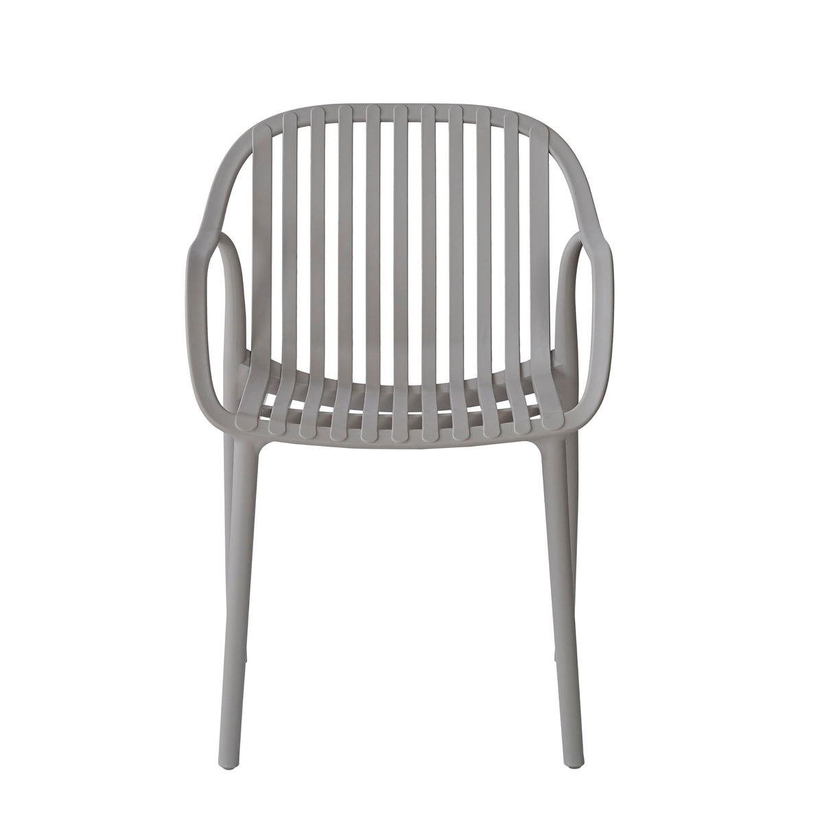 Modern Stackable Outdoor Dining Chairs, Grey Plastic with Arms, Set of 4 (Grey)