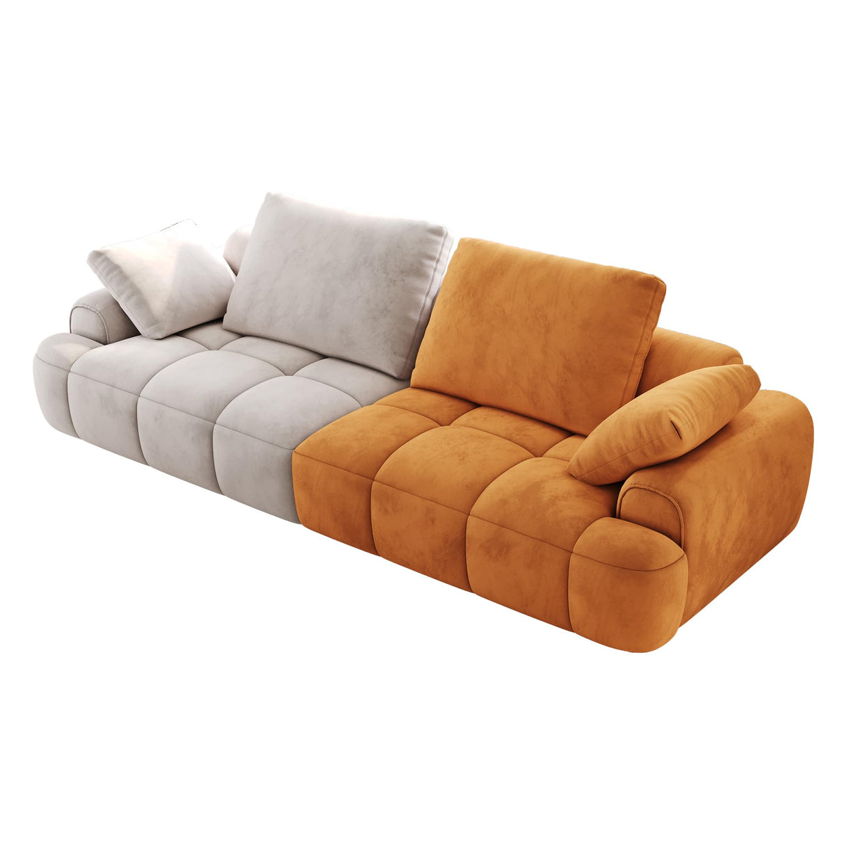 Bicolor Cloud Couch, 86.6″ Comfy Candy Suede Upholstery Loveseat Sofa