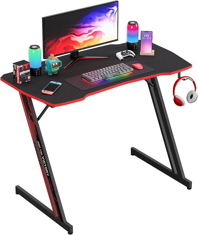 47 Inch Modern Z-Shaped Gaming Desk Computer Desk for Home Office