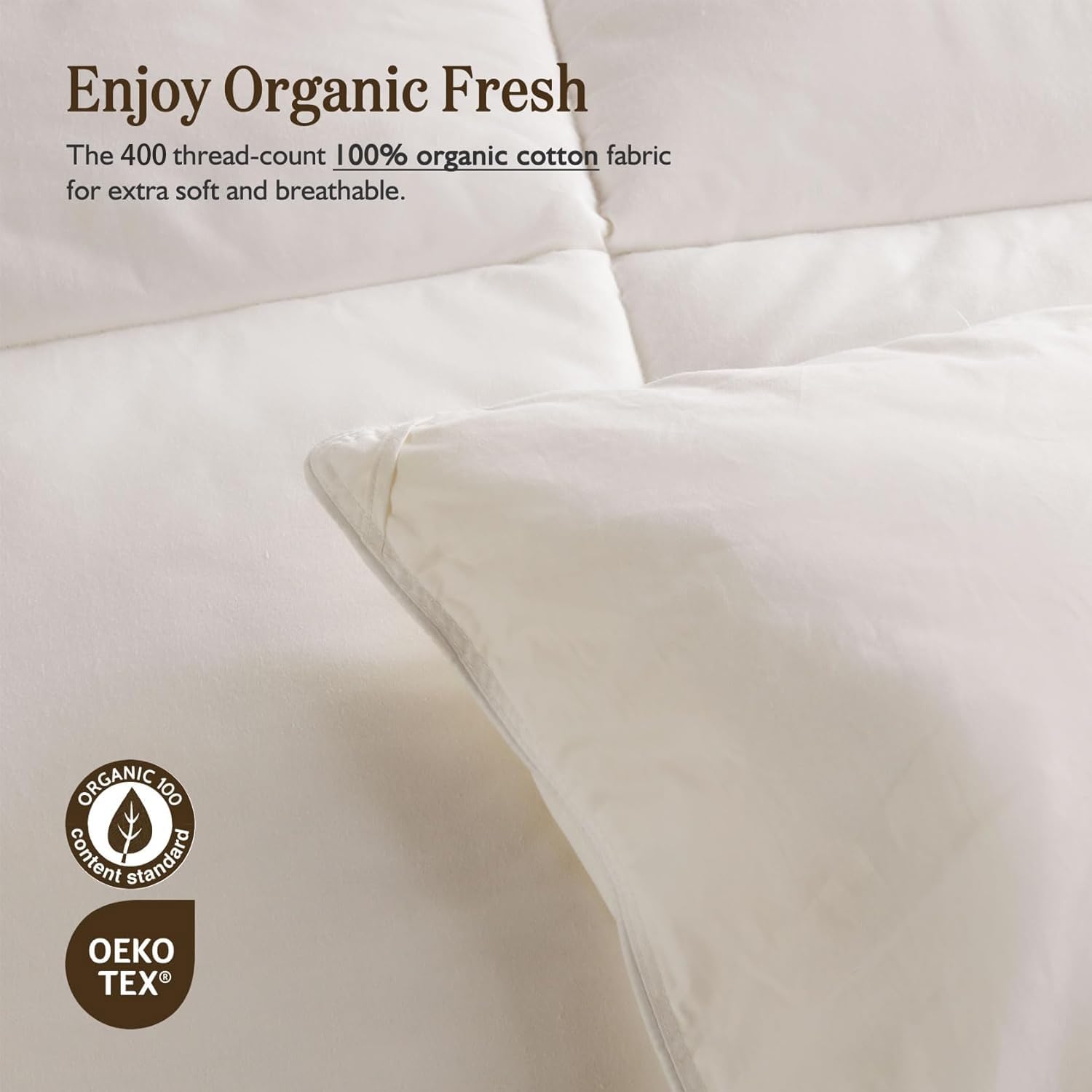 Organic Down Comforter King Size Fluffy Duvet Insert for All-Season | Hotel Luxury 100%