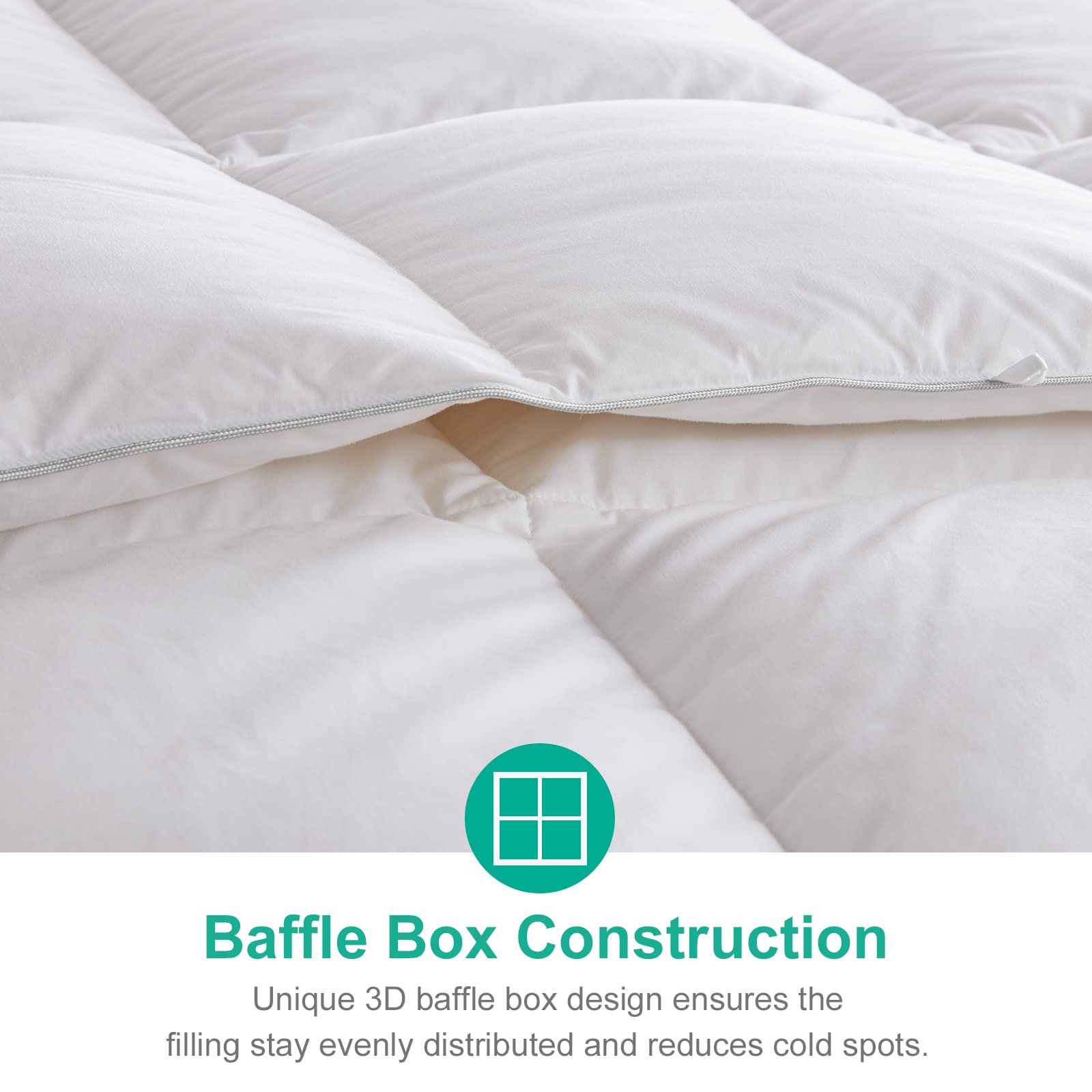 Lightweight Goose Feather Down Comforter King Size - Cooling Bed Comforter