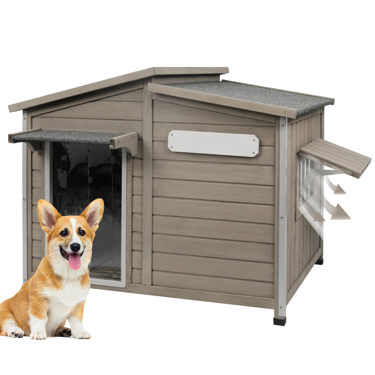 Dog House Outdoor Weatherproof, Anti-Chewing Iron Frame Dog Kennel Outside