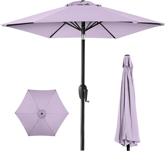 7.5ft Heavy-Duty Round Outdoor Market Table Patio Umbrella w/Steel Pole, Push Button Tilt