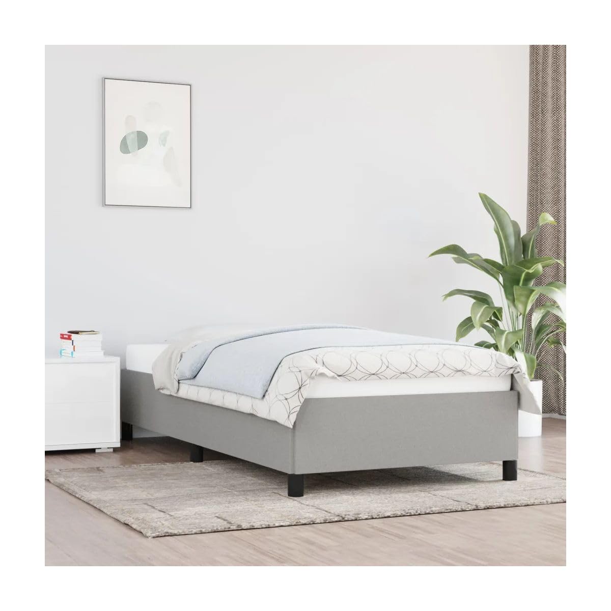 Bed Frame Light Gray 39.4"X79.9" Twin XL Fabric 347101 Easy to install