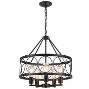 Black Farmhouse Chandelier, Rustic Drum Chandeliers, Dining Room Light Fixtures