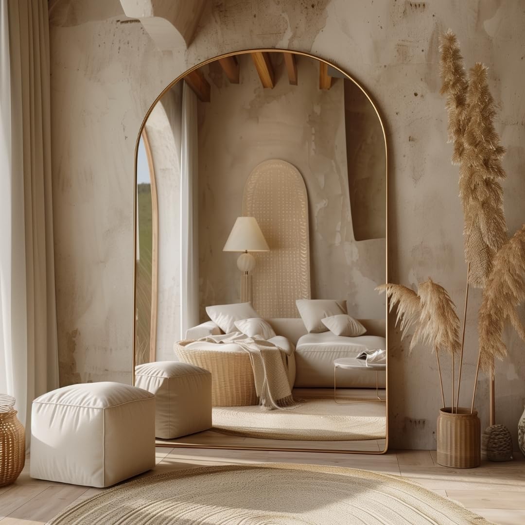 You Oversized Arched Mirror - Gold Thin Frame