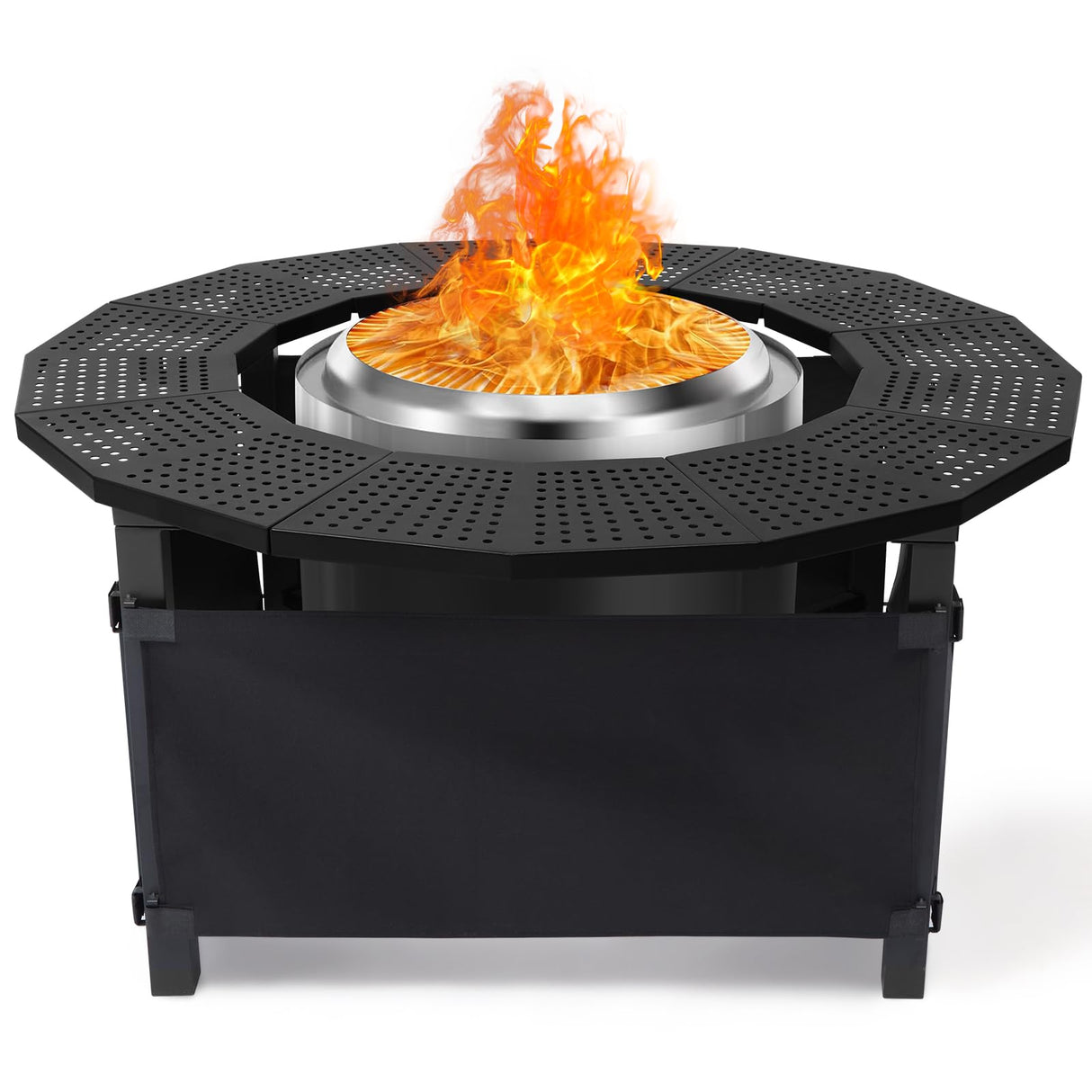 Wanchao 40 in Fire Pit Surround Tabletop for Solo Stove Bonfire and Ranger Wood Burning, Powder - Coated Steel Tabletop for Solo Stove Bonfire Accessories, 24 in Inner, Fits Most Wood Burning Fire Pit. - Bircata